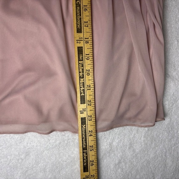 Davids Bridal Light Pink Bridesmaid Dress Size 4 Lace Cap Sleeve Keyhole Back - Picture 7 of 16